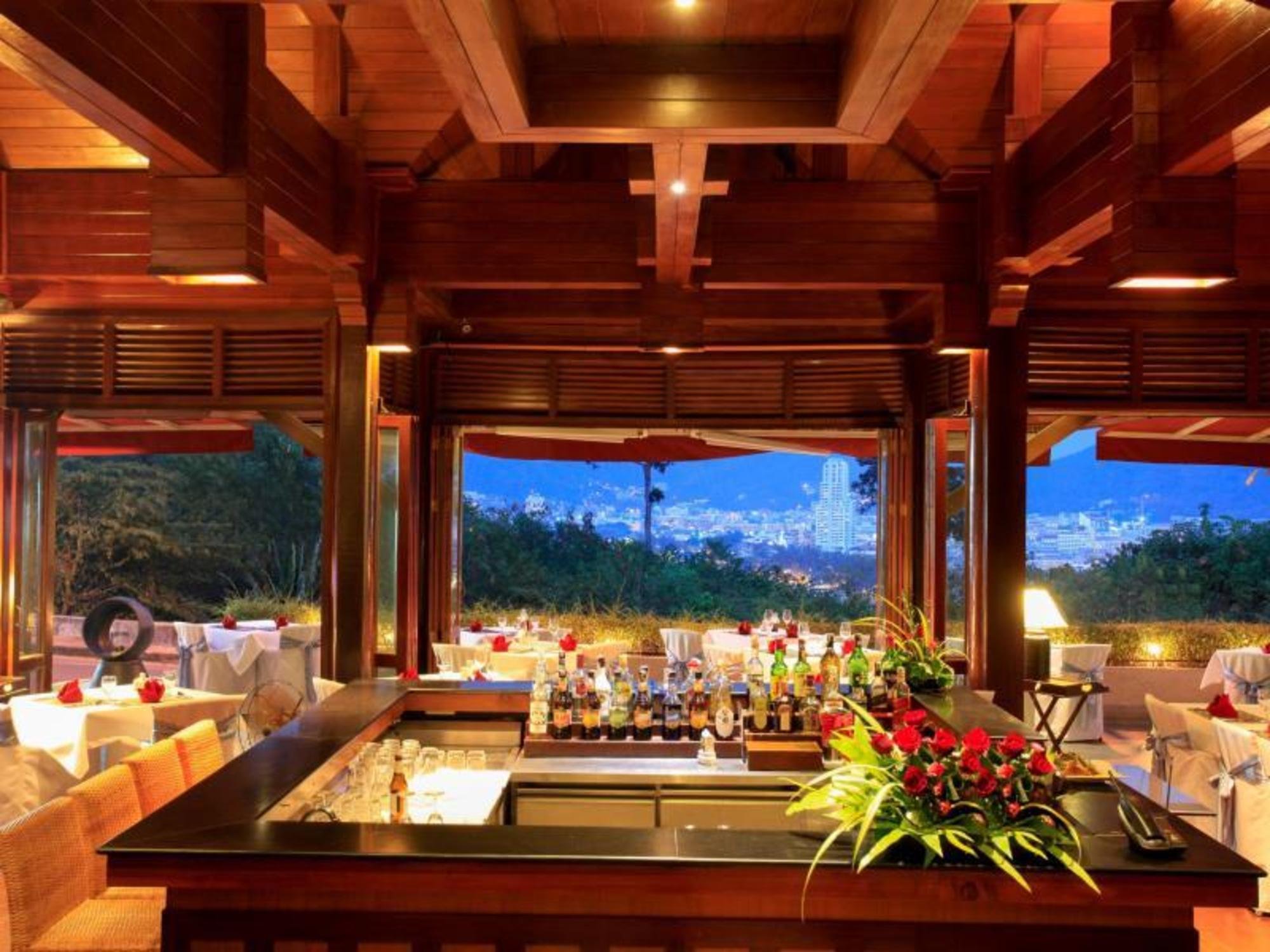 RICE bar looking out to Patong city lights at dusk