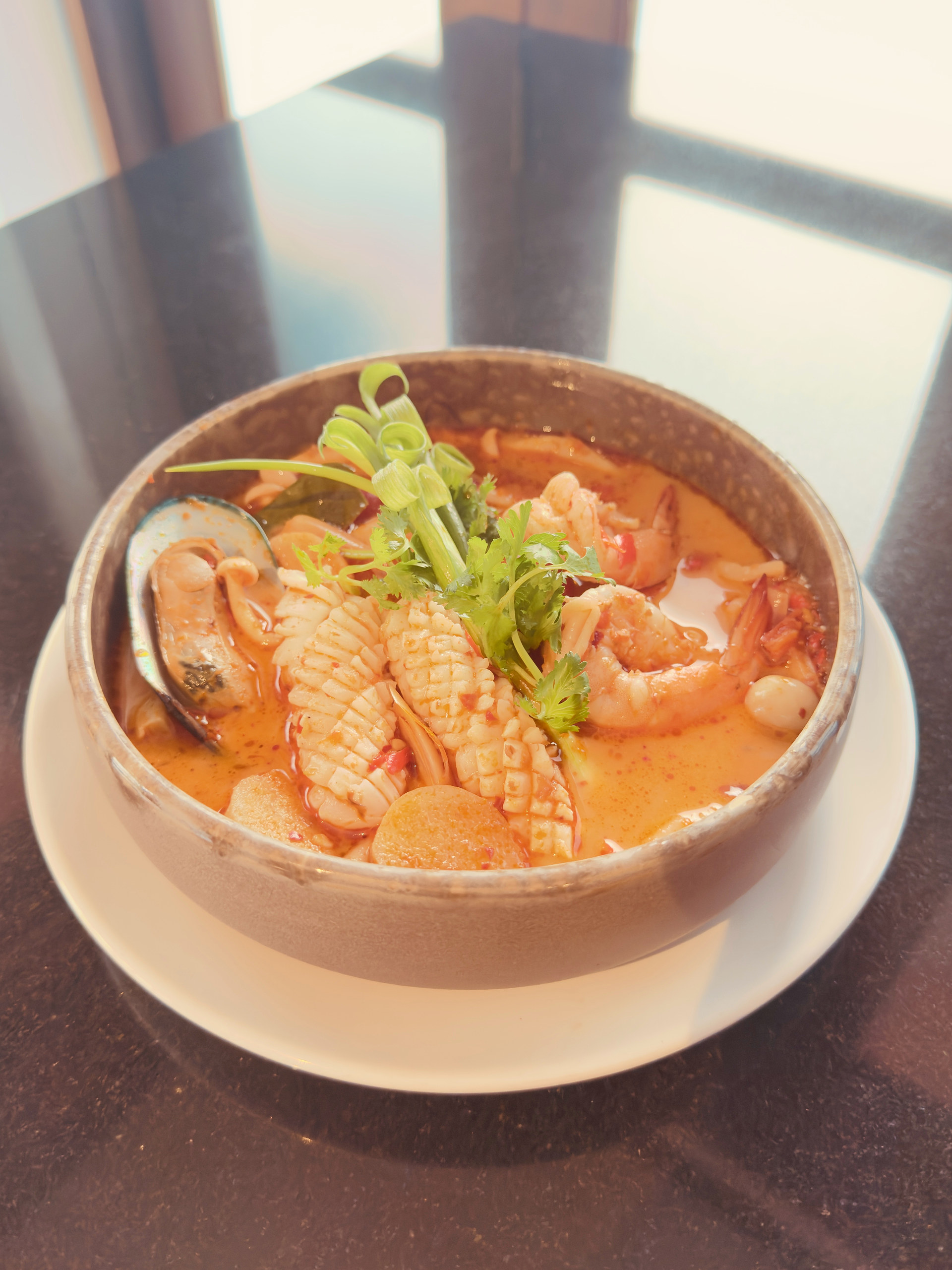Creamy tom yum seafood at RICE Restaurant