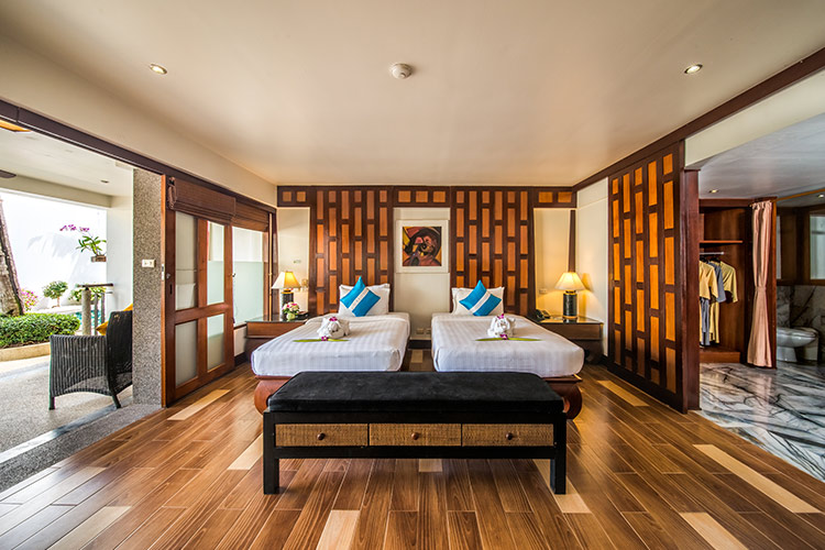 Pool-access teak detail